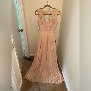 Lulu’s Brand Bridesmaid Dress. Color: Blush Size: Small